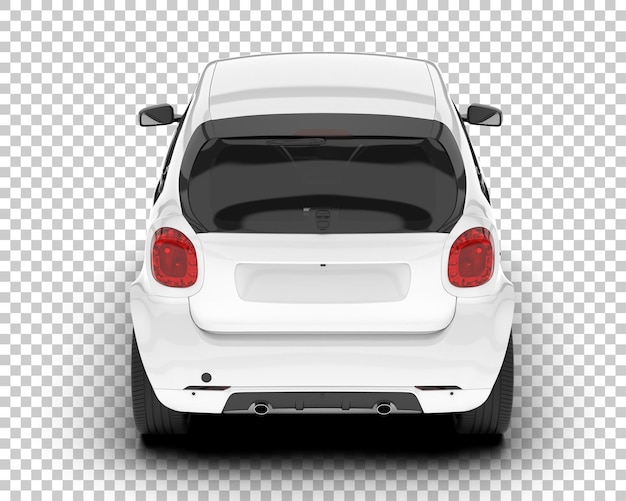 Coche de ciudad blanca sobre fondo transparente Ilustración de renderizado 3d