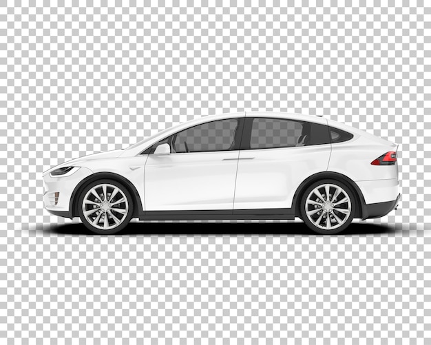 Coche de ciudad blanca sobre fondo transparente Ilustración de renderizado 3d