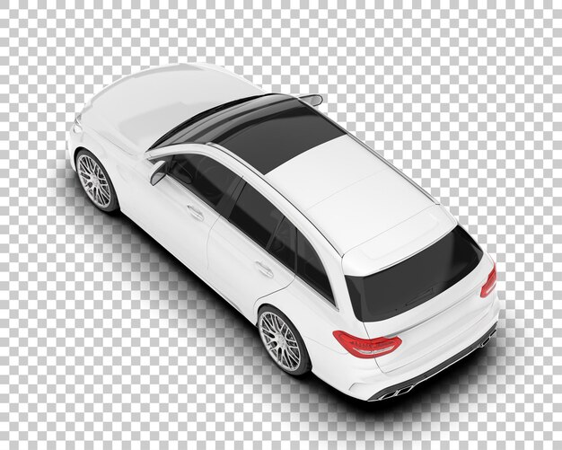 Coche de ciudad blanca sobre fondo transparente Ilustración de renderizado 3d