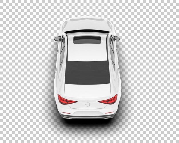 Coche de ciudad blanca sobre fondo transparente Ilustración de renderizado 3d