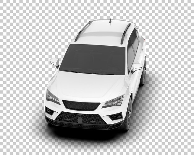 Coche de ciudad blanca sobre fondo transparente Ilustración de renderizado 3d