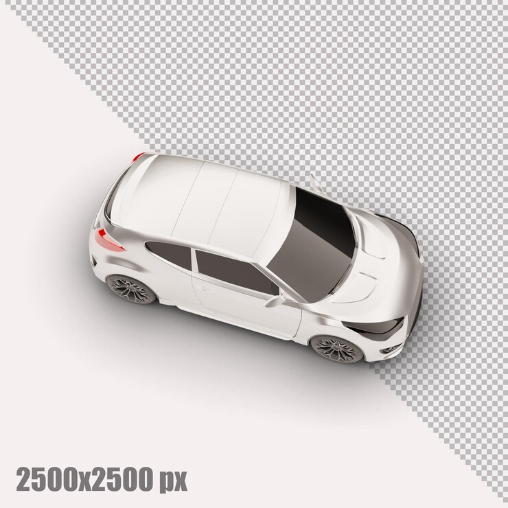 PSD coche de ciudad blanco realista en render 3d