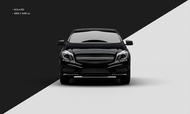 Coche de ciudad elegante moderno deportivo negro metálico brillante realista aislado desde la vista frontal