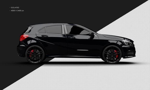 PSD coche de ciudad elegante moderno deportivo negro metálico brillante realista aislado desde la vista lateral derecha