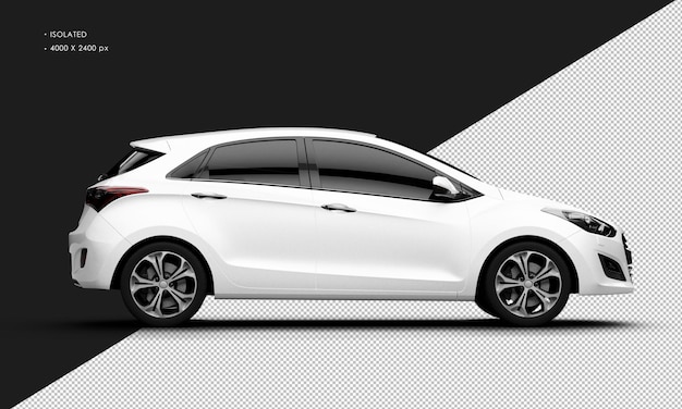 Coche de ciudad moderno blanco metálico brillante realista aislado desde la vista lateral derecha