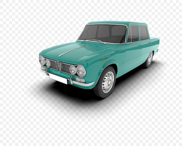 Coche clásico aislado en la ilustración de renderizado 3d de fondo transparente
