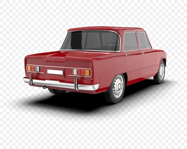 Coche clásico aislado en la ilustración de renderizado 3d de fondo transparente