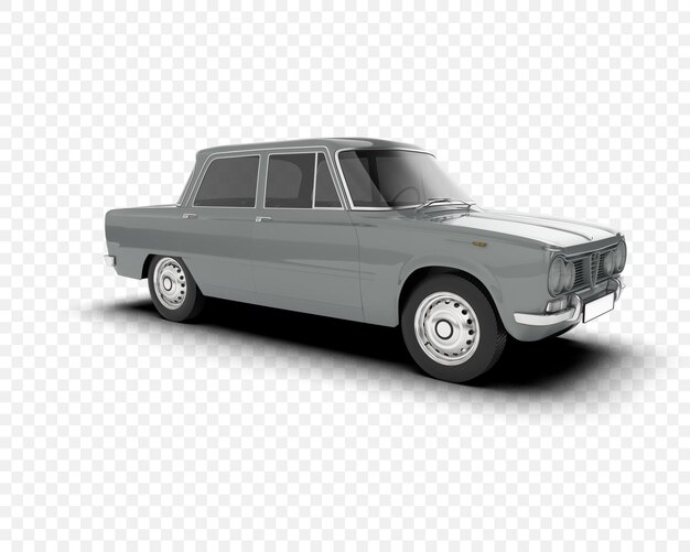 Coche clásico aislado en la ilustración de renderizado 3d de fondo transparente