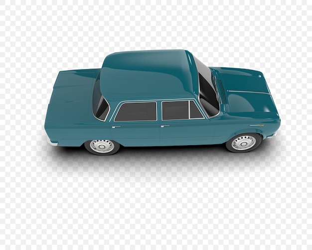 Coche clásico aislado en la ilustración de renderizado 3d de fondo transparente