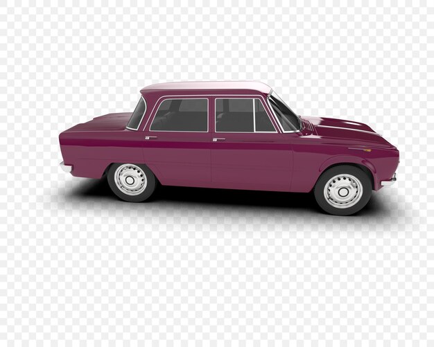 Coche clásico aislado en la ilustración de renderizado 3d de fondo transparente