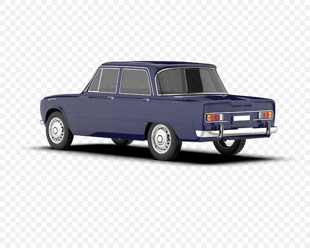 Coche clásico aislado en la ilustración de renderizado 3d de fondo transparente