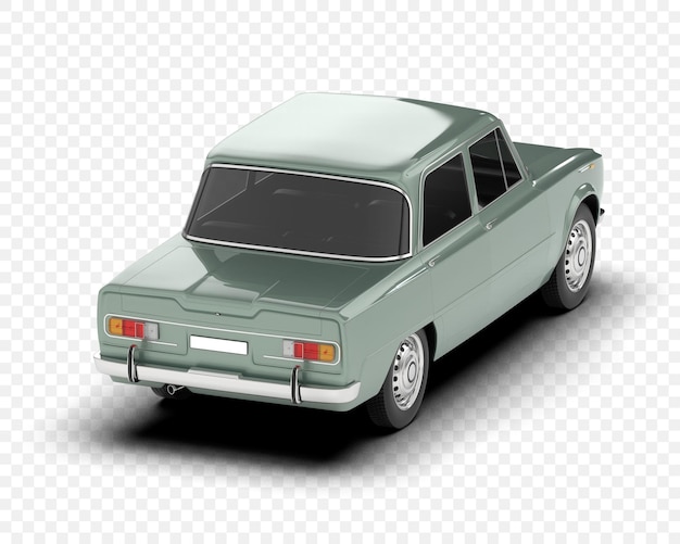 Coche clásico aislado en la ilustración de renderizado 3d de fondo transparente