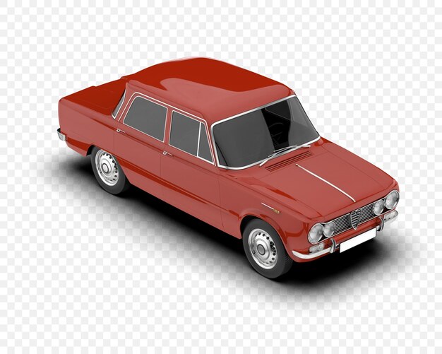 Coche clásico aislado en la ilustración de renderizado 3d de fondo transparente