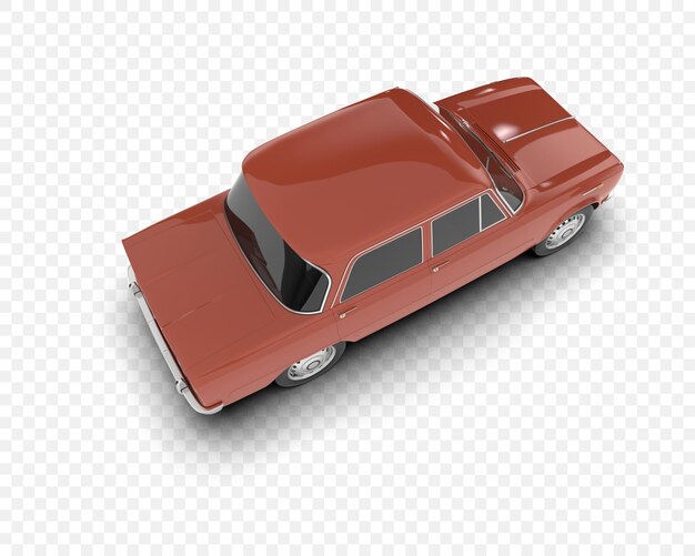 Coche clásico aislado en la ilustración de renderizado 3d de fondo transparente
