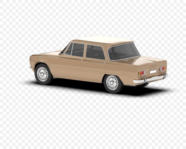 Coche clásico aislado en la ilustración de renderizado 3d de fondo transparente