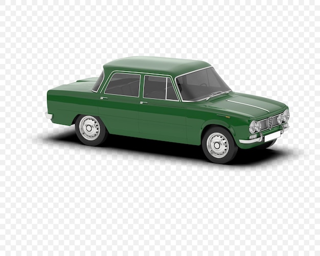 Coche clásico aislado en la ilustración de renderizado 3d de fondo transparente