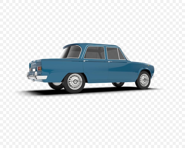 Coche clásico aislado en la ilustración de renderizado 3d de fondo transparente