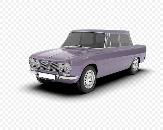 Coche clásico aislado en la ilustración de renderizado 3d de fondo transparente