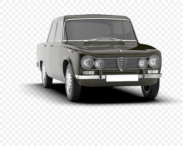 Coche clásico aislado en la ilustración de renderizado 3d de fondo transparente