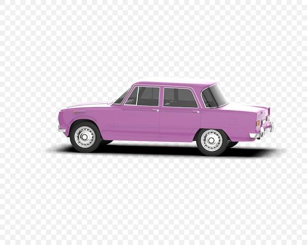 Coche clásico aislado en la ilustración de renderizado 3d de fondo transparente