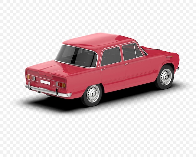 Coche clásico aislado en la ilustración de renderizado 3d de fondo transparente