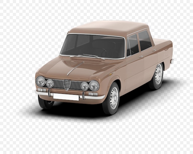 Coche clásico aislado en la ilustración de renderizado 3d de fondo transparente