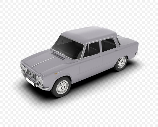 Coche clásico aislado en la ilustración de renderizado 3d de fondo transparente