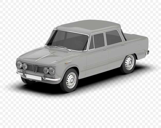 Coche clásico aislado en la ilustración de renderizado 3d de fondo transparente