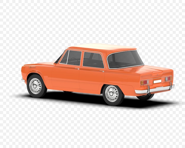 Coche clásico aislado en la ilustración de renderizado 3d de fondo transparente