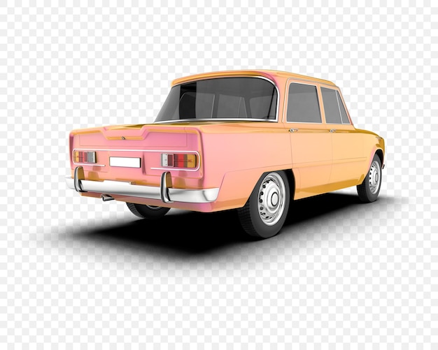 Coche clásico aislado en la ilustración de renderizado 3d de fondo transparente