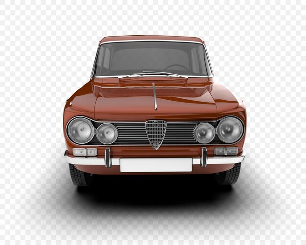 Coche clásico aislado en la ilustración de renderizado 3d de fondo transparente