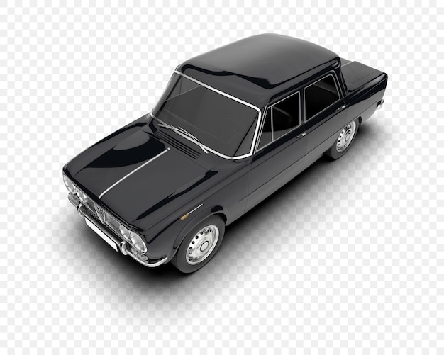 Coche clásico aislado en la ilustración de renderizado 3d de fondo transparente