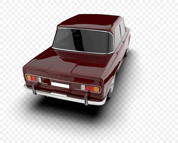 Coche clásico aislado en la ilustración de renderizado 3d de fondo transparente