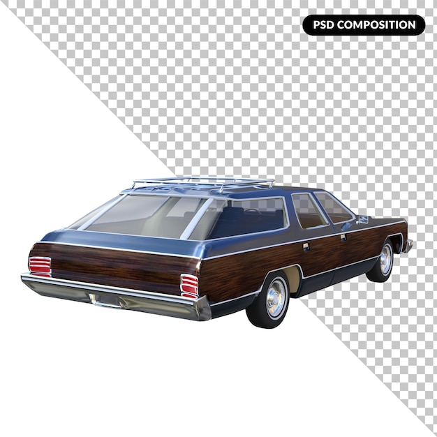 Coche clásico aislado renderizado 3d