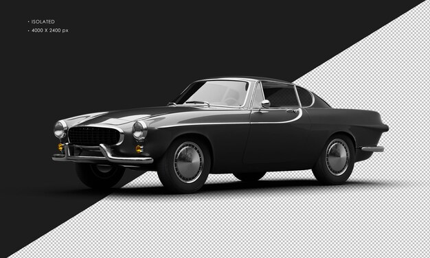 PSD coche clásico vintage negro metálico aislado realista desde la vista frontal izquierda