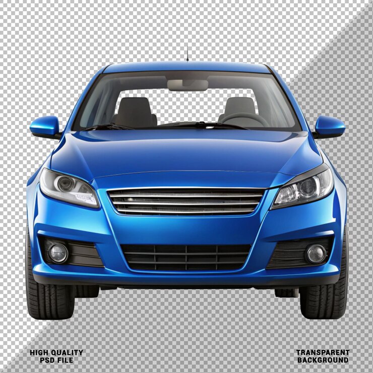 PSD coche de color azul aislado en un fondo transparente para el diseño de plantillas