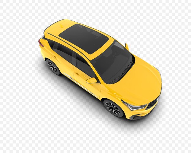 Coche compacto amarillo moderno con techo solar