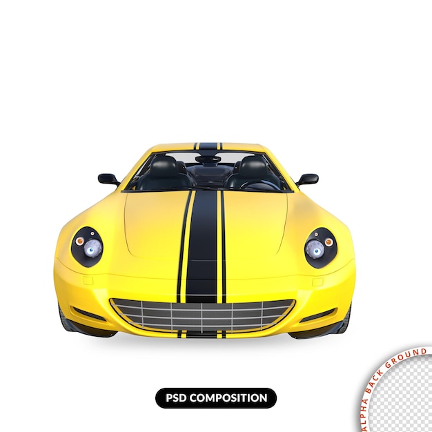 Coche deportivo aislado renderizado 3d premium psd