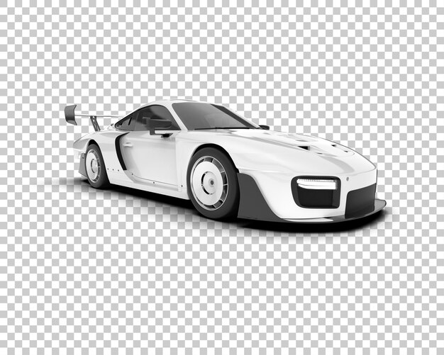 Coche deportivo blanco sobre fondo transparente Ilustración de renderizado 3d