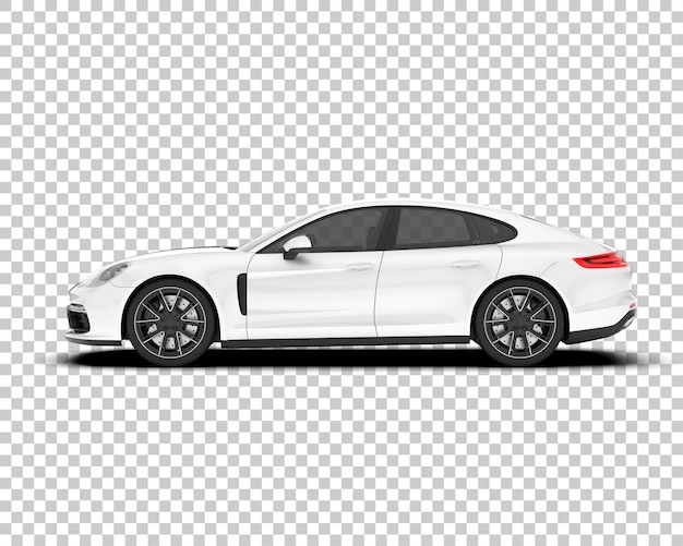 Coche deportivo blanco sobre fondo transparente Ilustración de renderizado 3d