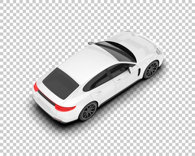Coche deportivo blanco sobre fondo transparente Ilustración de renderizado 3d