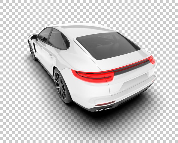 Coche deportivo blanco sobre fondo transparente Ilustración de renderizado 3d