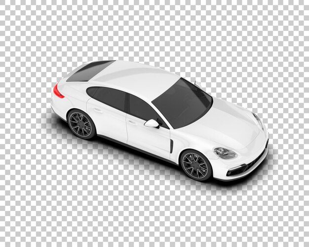 Coche deportivo blanco sobre fondo transparente ilustración de renderizado 3d