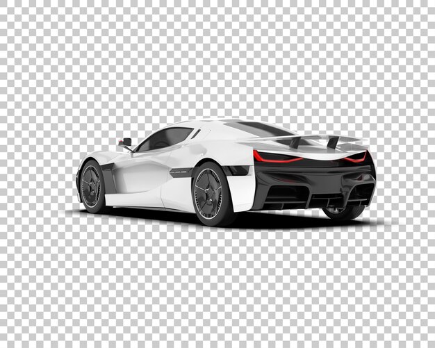 Coche deportivo blanco sobre fondo transparente Ilustración de renderizado 3d