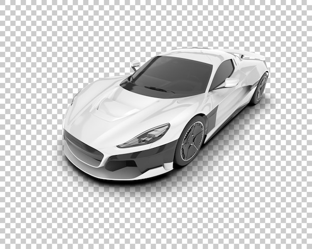 Coche deportivo blanco sobre fondo transparente ilustración de renderizado 3d