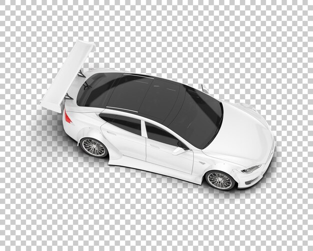 Coche deportivo blanco sobre fondo transparente Ilustración de renderizado 3d