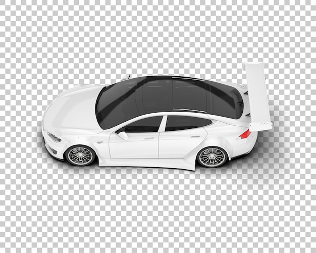 Coche deportivo blanco sobre fondo transparente Ilustración de renderizado 3d