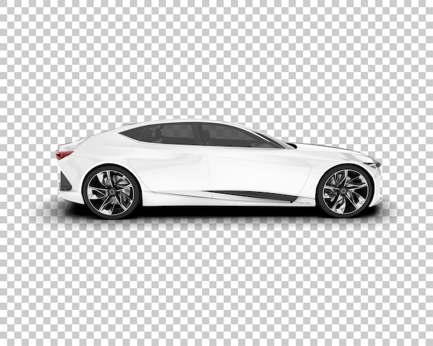 Coche deportivo blanco sobre fondo transparente Ilustración de renderizado 3d