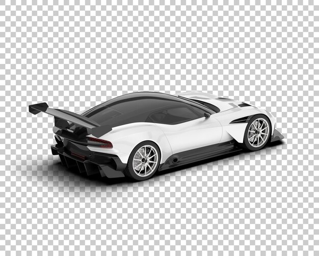 Coche deportivo blanco sobre fondo transparente Ilustración de renderizado 3d