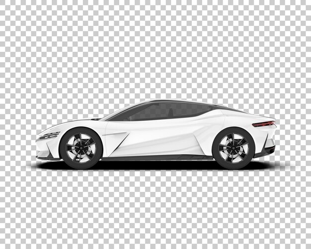 Coche deportivo blanco sobre fondo transparente Ilustración de renderizado 3d